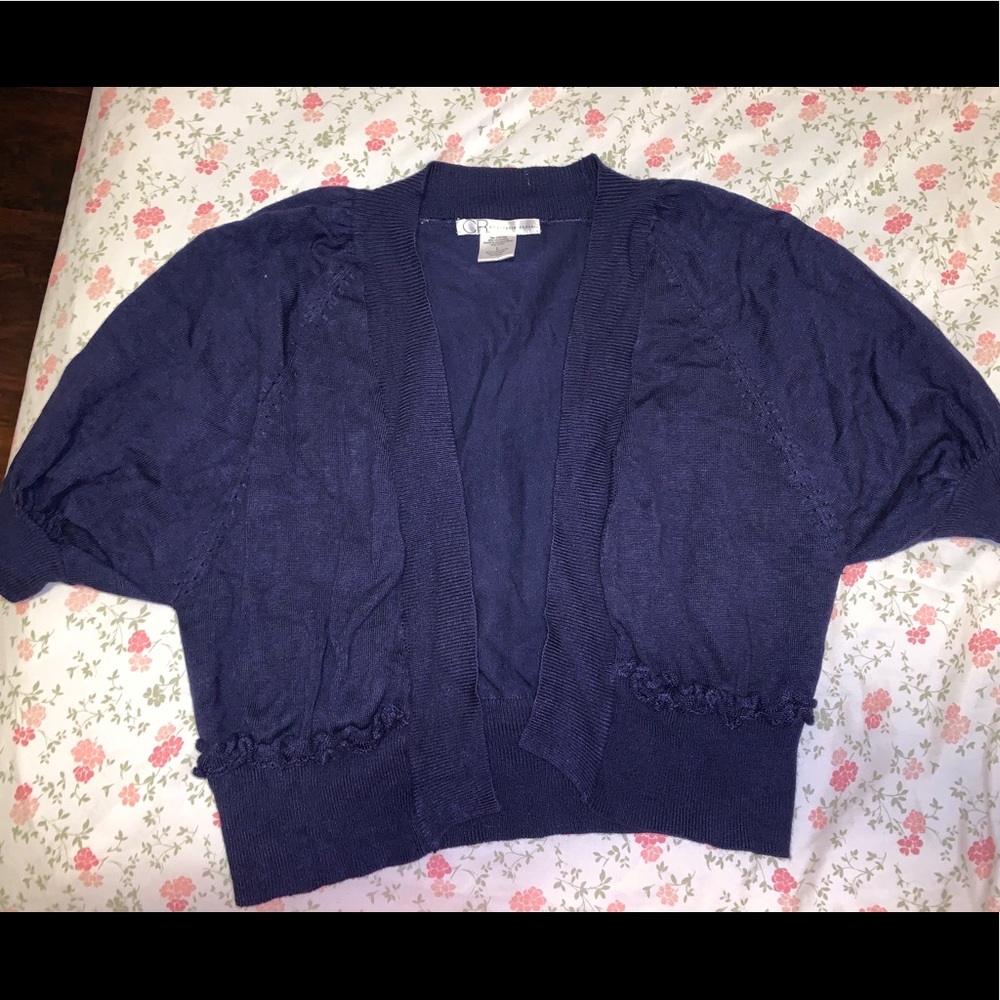 Navy blue short sleeve cardigan